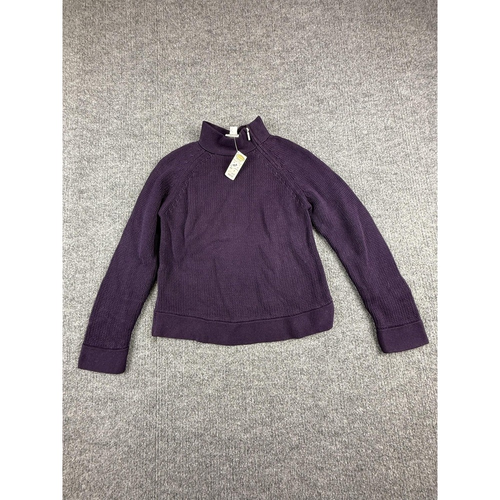 Vintage Talbots Sweater Womens‎ Petite P Purple Mock Neck Hong Kong Chunky Knit